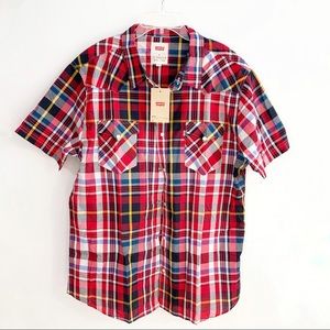 Levi’s Red Plaid Button Front Men’s Casual Shirt